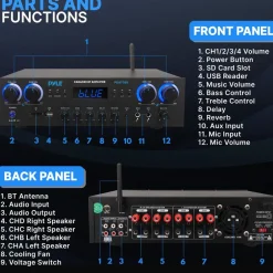 800W Bluetooth Stereo Amplifier with FM Radio & USB<Pyle Discount