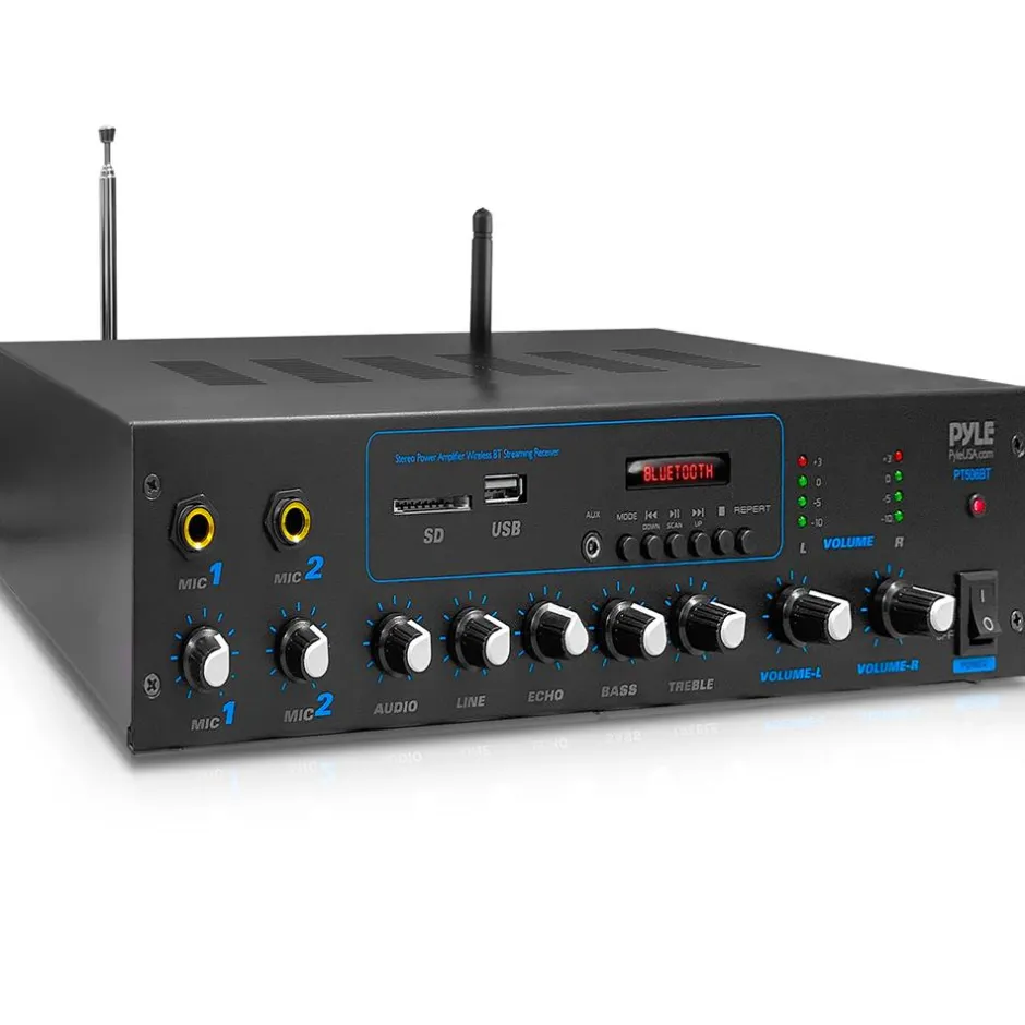 600W Bluetooth Stereo Amplifier - Wireless Streaming, FM Radio, Metal Housing<Pyle Outlet
