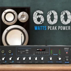 600W Bluetooth Stereo Amplifier - Wireless Streaming, FM Radio, Metal Housing<Pyle Outlet
