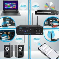 100W Bluetooth Stereo Amplifier - Hi-Fi Sound, USB Connection, Compact Design<Pyle New