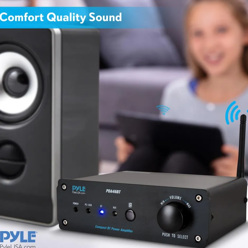 100W Bluetooth Stereo Amplifier - Hi-Fi Sound, USB Connection, Compact Design<Pyle New