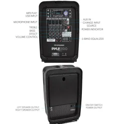 600W 8-Ch Bluetooth PA Speaker Kit, Dual 8" Subwoofers, USB/MP3 Reader<Pyle Hot
