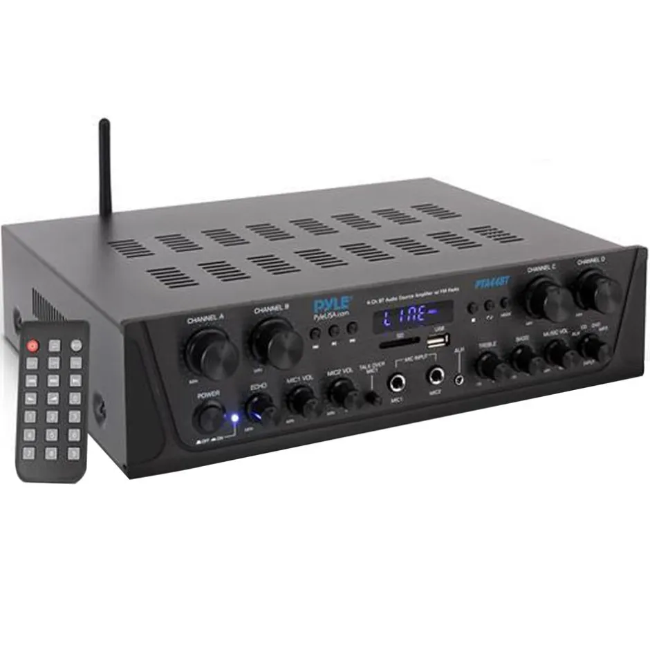 500W 4-Channel Bluetooth Amplifier, Wireless Streaming, USB/SD/AUX<Pyle Best