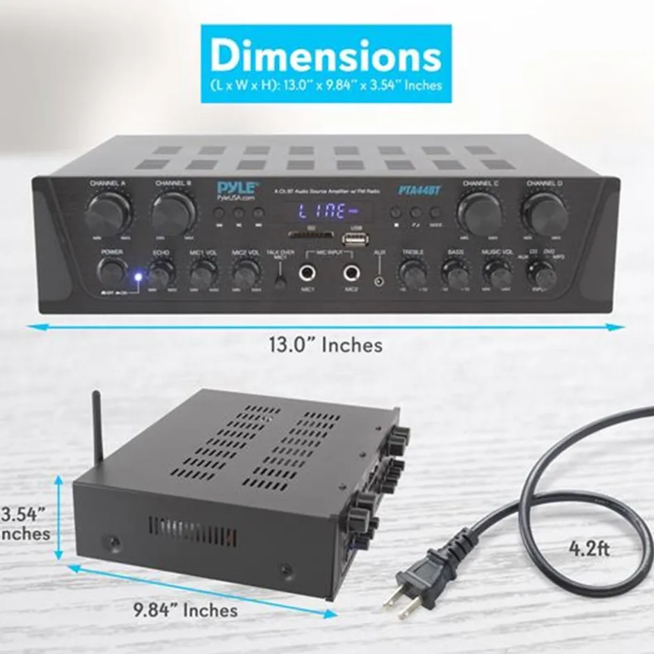 500W 4-Channel Bluetooth Amplifier with FM Radio<Pyle Discount