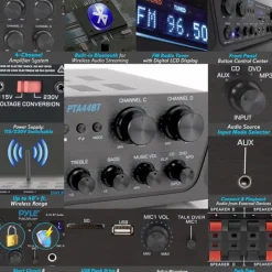500W 4-Channel Bluetooth Amplifier with FM Radio<Pyle Discount