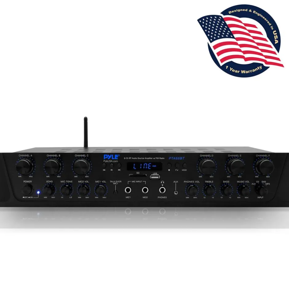 600W 6-Channel Bluetooth Amplifier with FM Radio<Pyle Sale