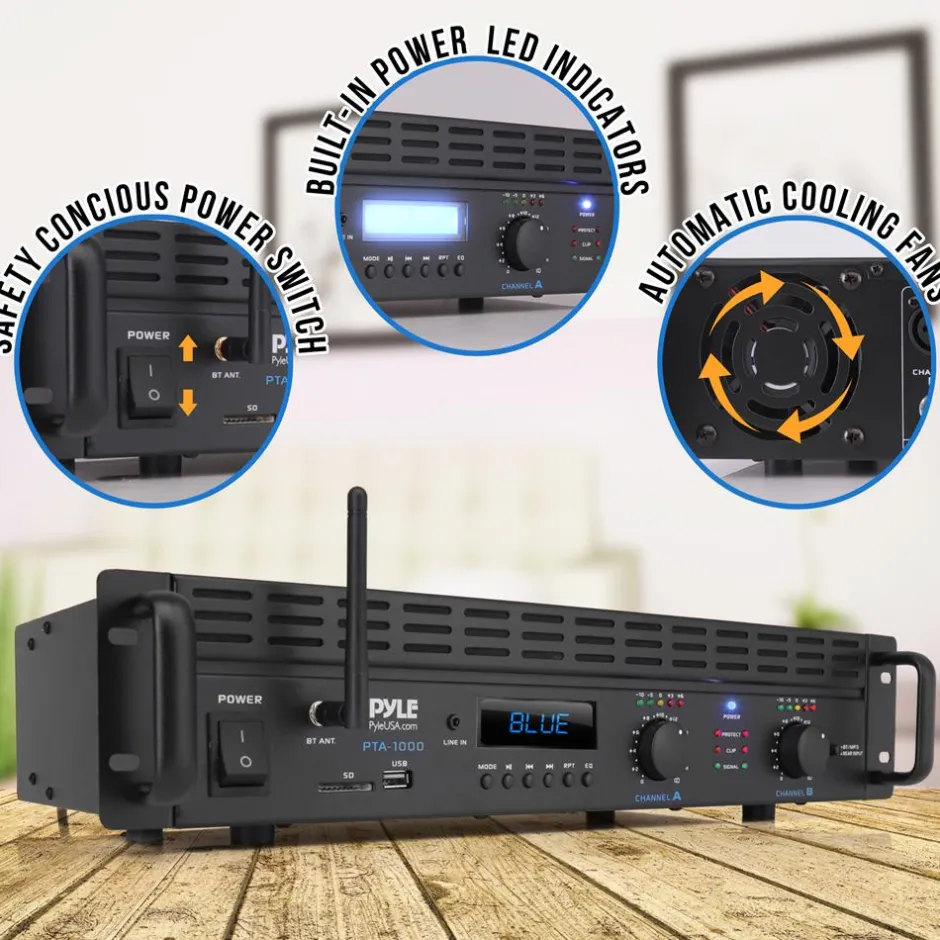 2000W 2-Channel Bluetooth Pro Audio Amplifier with LCD<Pyle Outlet