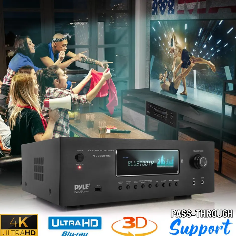 1000W 5.2-Channel Bluetooth Receiver with Wireless Mics<Pyle Clearance