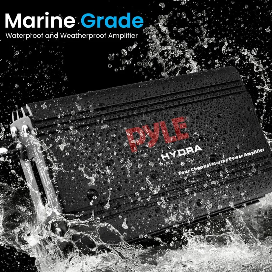 800W 4-Channel Marine Amplifier Waterproof RCA Input Volume Control<Pyle