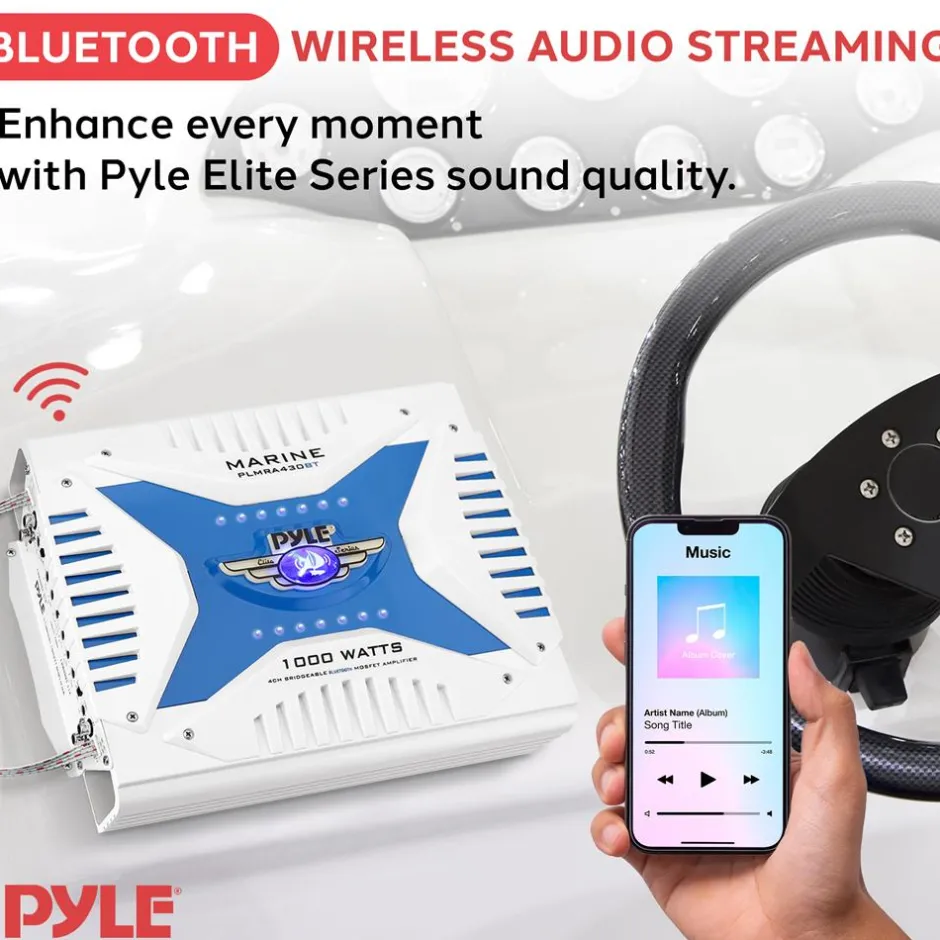 3000W Marine Bluetooth Amplifier, Waterproof, 8-Channel, Aluminum Alloy<Pyle Online