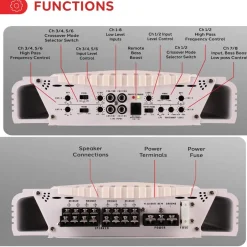 3000W Marine Bluetooth Amplifier, Waterproof, 8-Channel, Aluminum Alloy<Pyle Online
