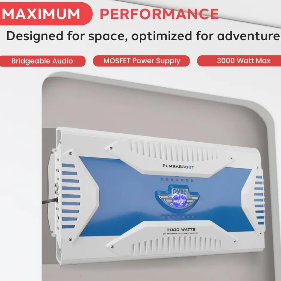 3000W Marine Bluetooth Amplifier, Waterproof, 8-Channel, Aluminum Alloy<Pyle Online