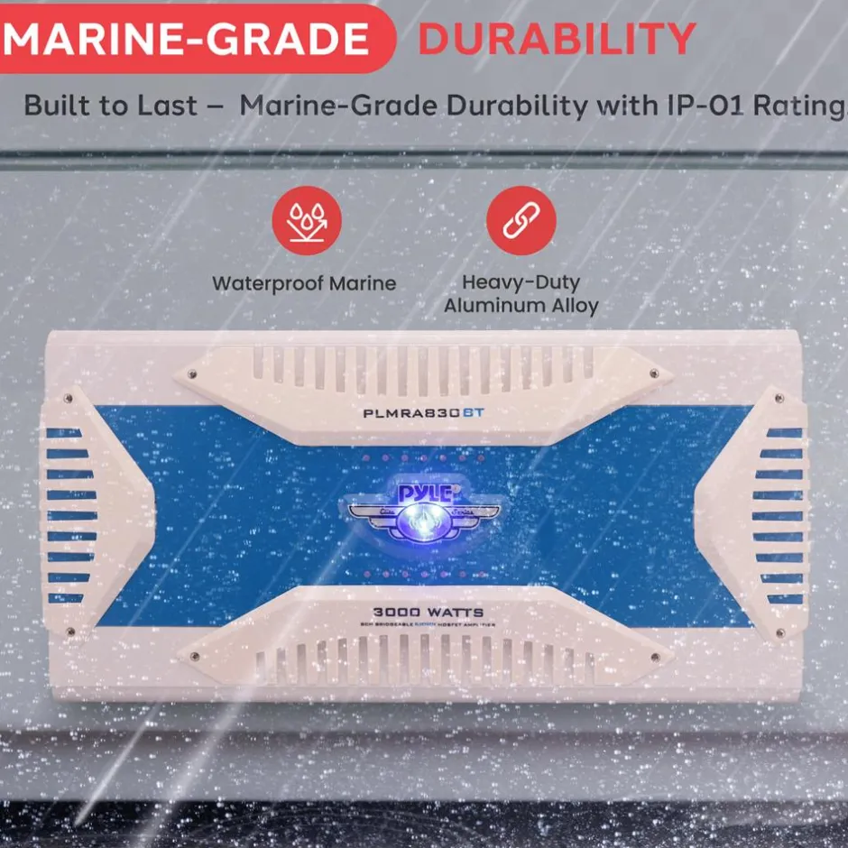 3000W Marine Bluetooth Amplifier, Waterproof, 8-Channel, Aluminum Alloy<Pyle Online