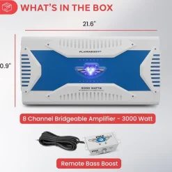 3000W Marine Bluetooth Amplifier, Waterproof, 8-Channel, Aluminum Alloy<Pyle Online