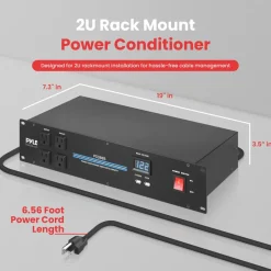3600W 18-Outlet Rack Power Conditioner, Surge Protection, Digital Display<Pyle Discount