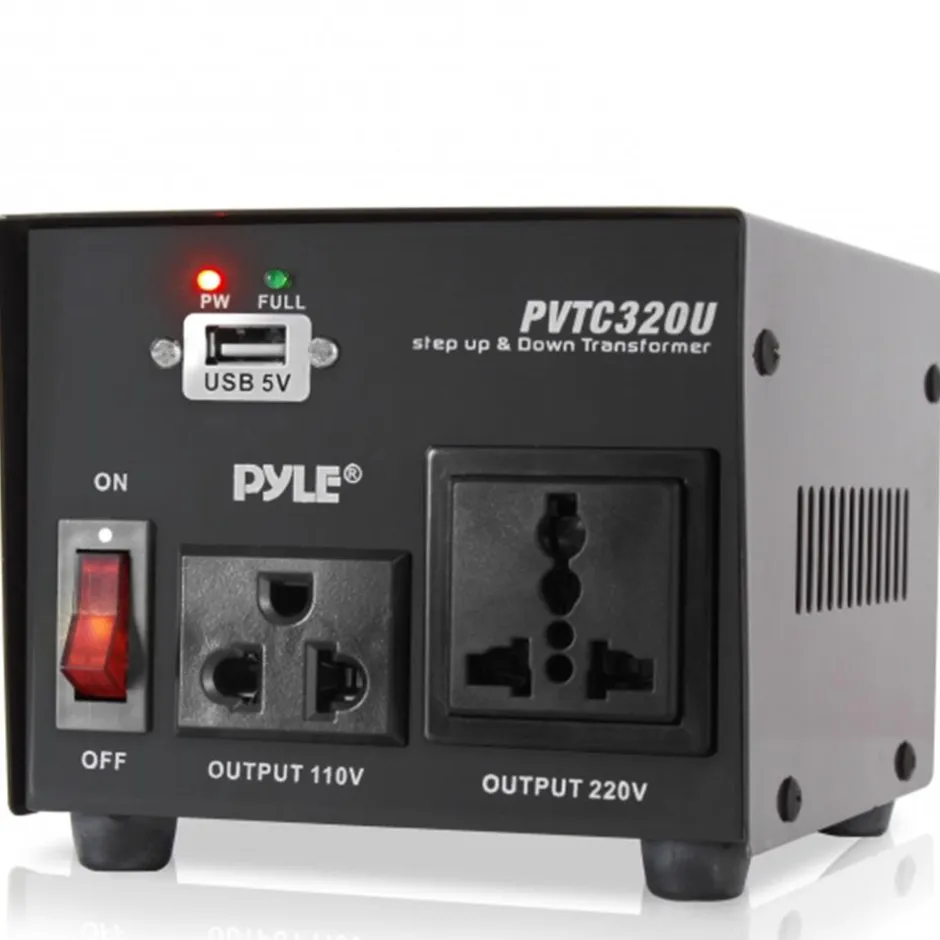 500W Voltage Converter Transformer, USB Port, Metal Housing, Compact<Pyle Clearance