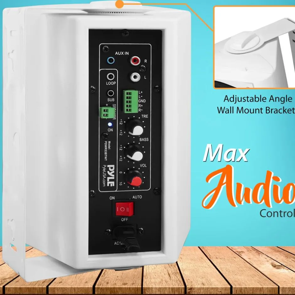 Wall Mount Speaker System - Wireless Bluetooth, 300W, White<Pyle New