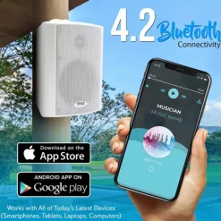 Wall Mount Speaker System - Wireless Bluetooth, 300W, White<Pyle New