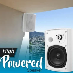Wall Mount Speaker System - Wireless Bluetooth, 300W, White<Pyle New