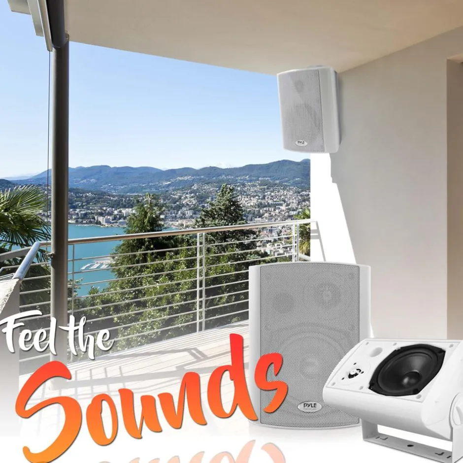 Wall Mount Speaker System - Wireless Bluetooth, 300W, White<Pyle New