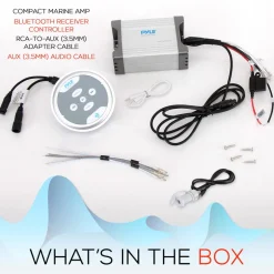 Waterproof Bluetooth Marine Amplifier 600W 2-Channel Silver<Pyle Outlet