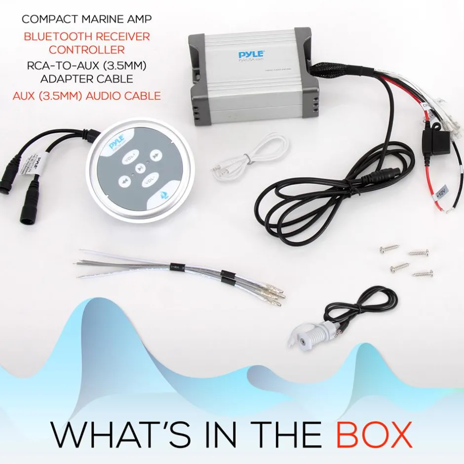 Waterproof Bluetooth Marine Amplifier 600W 2-Channel Silver<Pyle Outlet
