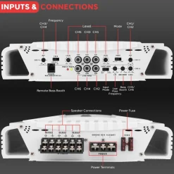 Waterproof Bluetooth Marine Amplifier 2000W 6-Channel MOSFET<Pyle