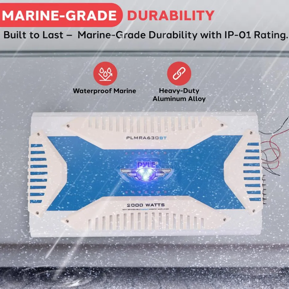 Waterproof Bluetooth Marine Amplifier 2000W 6-Channel MOSFET<Pyle