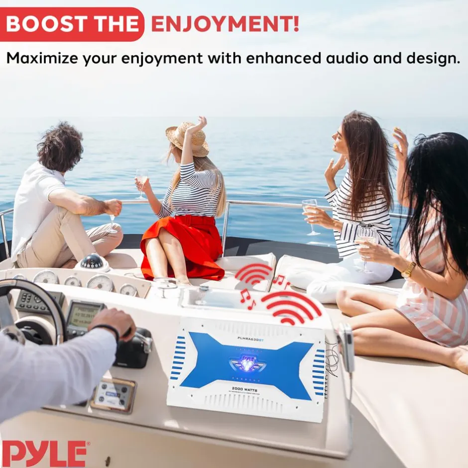 Waterproof Bluetooth Marine Amplifier 2000W 6-Channel MOSFET<Pyle