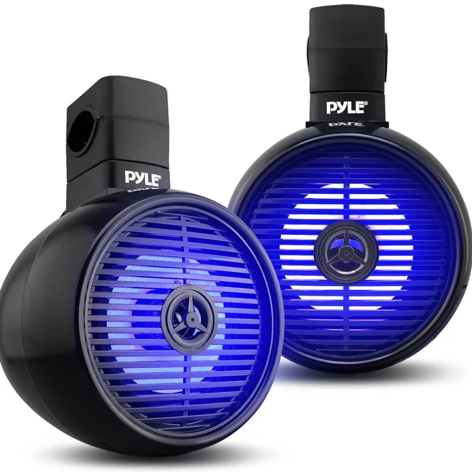 Waterproof Bluetooth Marine Speakers 200W LED Lights 6.5" 2-Way System<Pyle Hot