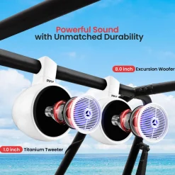 Waterproof Bluetooth Marine Speakers 300W LED Lights White<Pyle Online