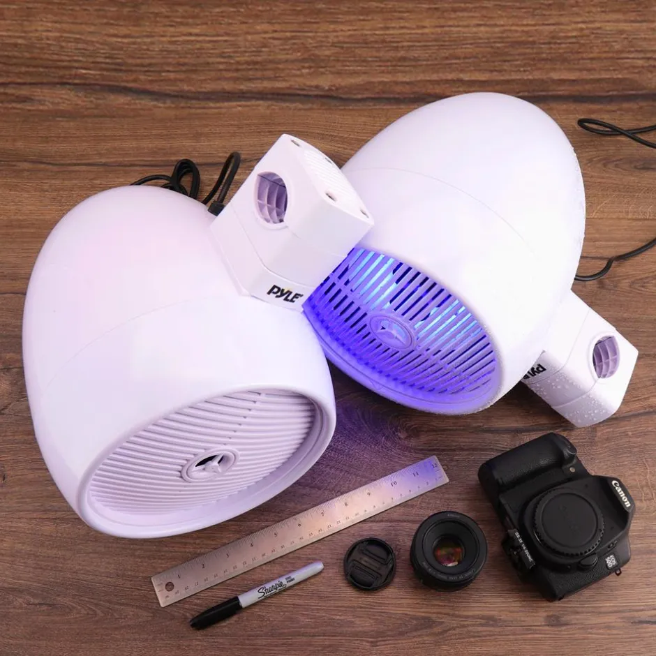 Waterproof Bluetooth Marine Speakers 300W LED Lights White<Pyle Online
