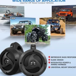 Waterproof Bluetooth Off-Road Speakers 900W Marine Grade Weatherproof<Pyle Sale