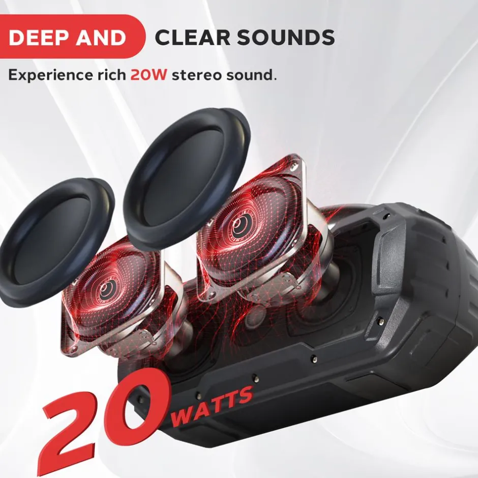 Waterproof Bluetooth Speaker 40W Rechargeable TWS Function RGB Lights<Pyle New
