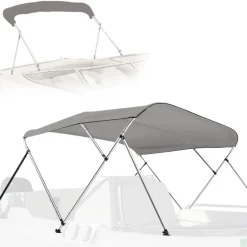 Waterproof Boat Bimini Top - Sun Shade, 600D Canvas, Aluminum Frame, Gray<SereneLife Online
