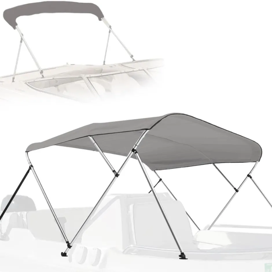 Waterproof Boat Bimini Top - Sun Shade, 600D Canvas, Aluminum Frame, Gray<SereneLife Online