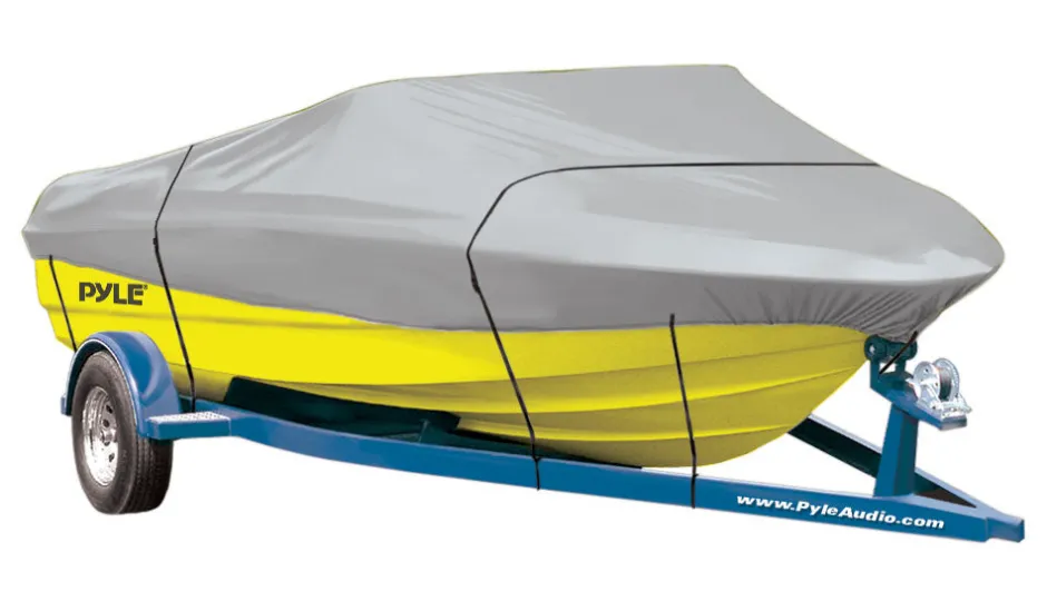 Waterproof Boat Cover, Sun Protection, Marine Canvas, 17-19' V-Hull<Pyle New