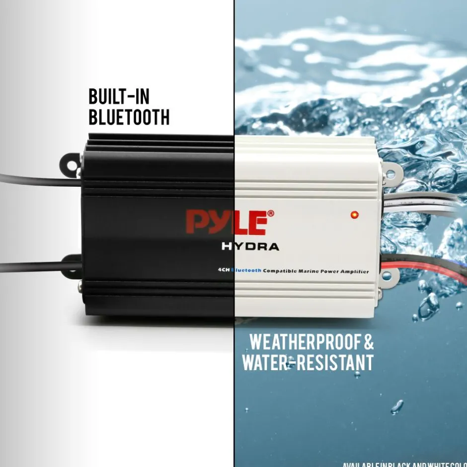 Waterproof 4-Channel Bluetooth Marine Amplifier Kit<Pyle New