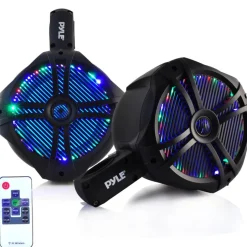 Waterproof Marine Speakers 200W LED Lights 6.5" Dual Subwoofer<Pyle