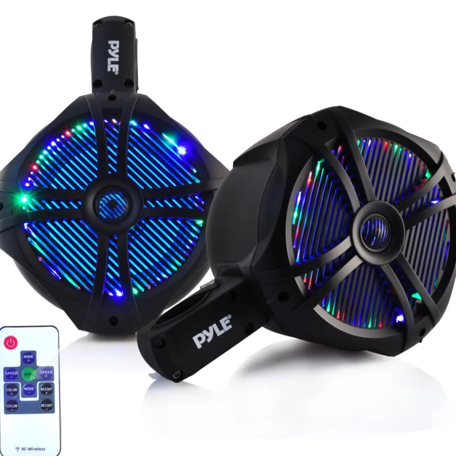 Waterproof Marine Speakers 200W LED Lights 6.5" Dual Subwoofer<Pyle