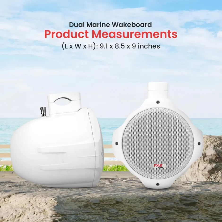 Waterproof Marine Speakers 200W ABS Construction White<Pyle Hot