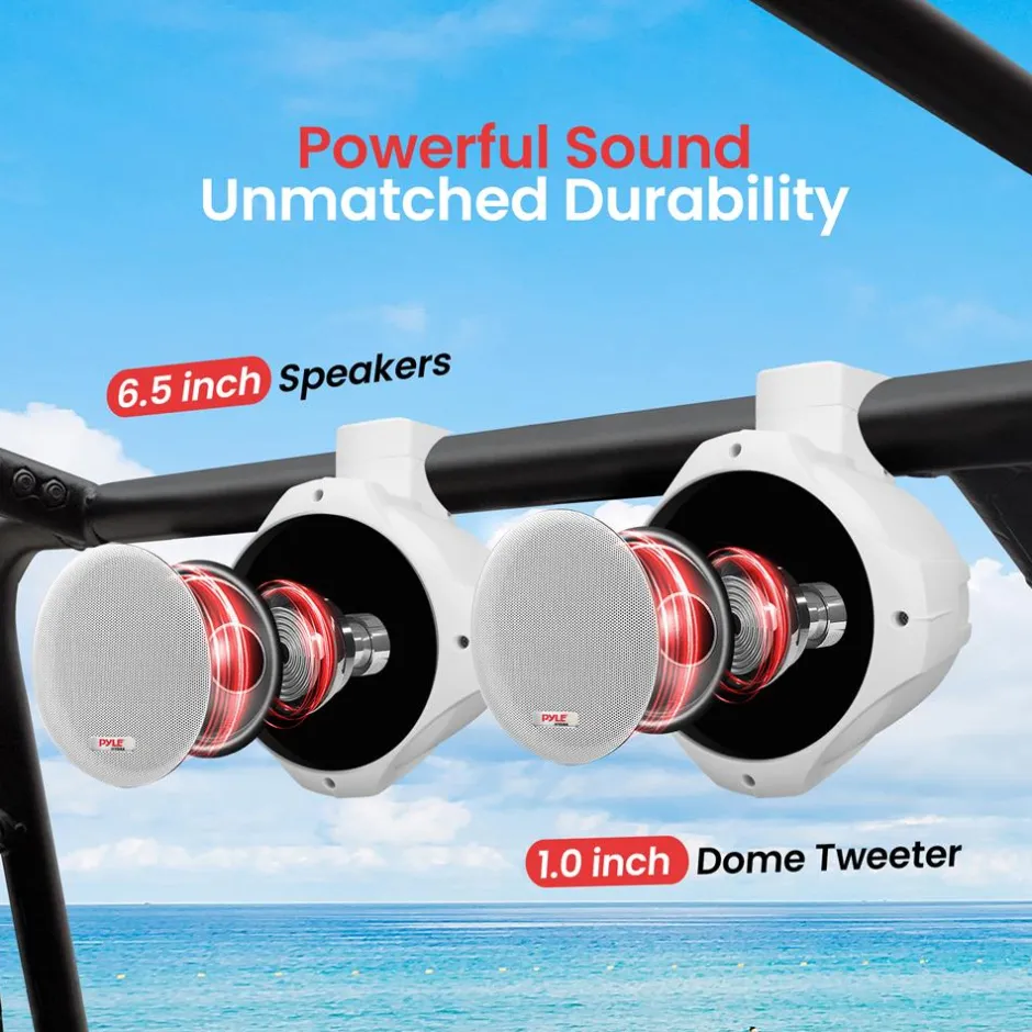 Waterproof Marine Speakers 200W ABS Construction White<Pyle Hot