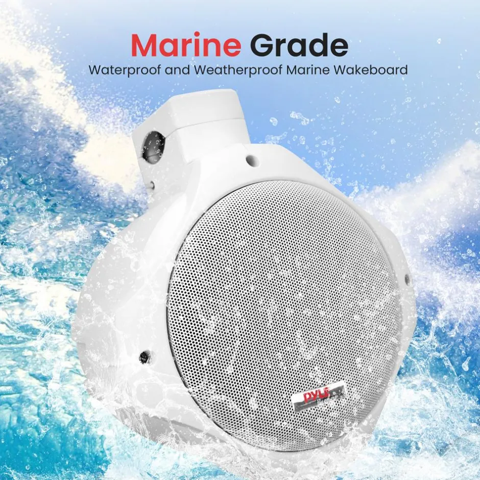 Waterproof Marine Speakers 200W ABS Construction White<Pyle Hot