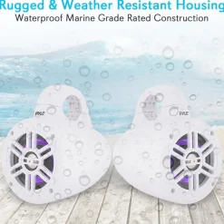 Waterproof Marine Speakers, Bluetooth, LED Lights, 4