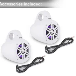 Waterproof Marine Speakers, Bluetooth, LED Lights, 4