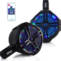 Waterproof Marine Speakers 260W LED Lights 8" Dual Subwoofer<Pyle Discount