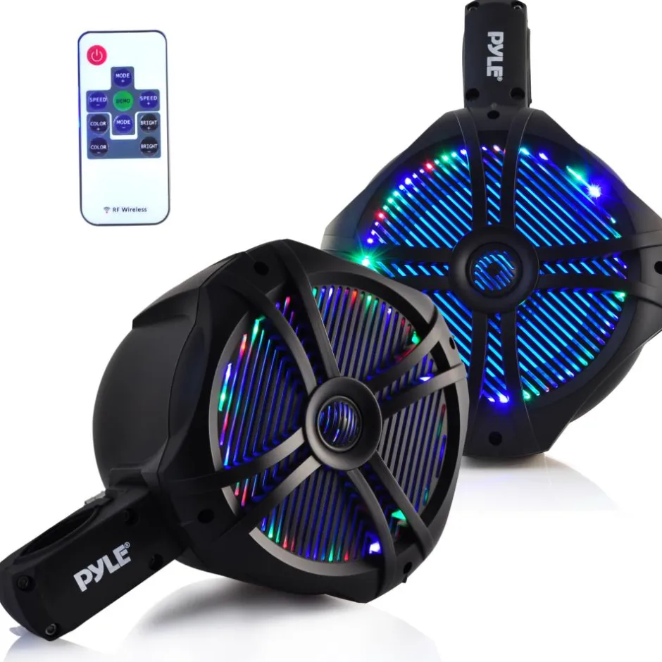 Waterproof Marine Speakers 260W LED Lights 8" Dual Subwoofer<Pyle Discount