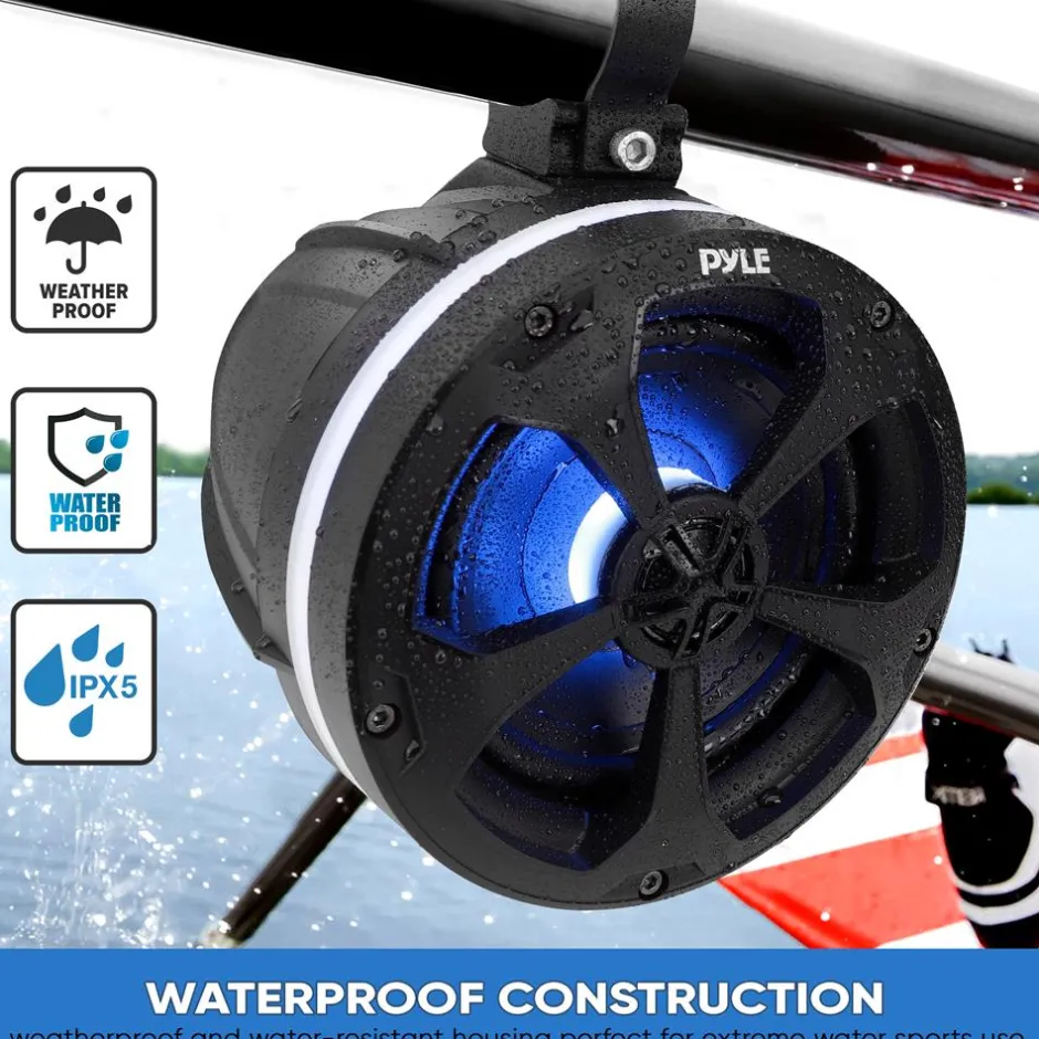 Waterproof Off-Road Speakers 1000W Bluetooth RGB Lights for ATV/UTV<Pyle Clearance