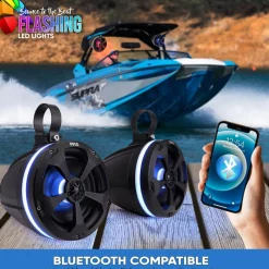 Waterproof Off-Road Speakers 1000W Bluetooth RGB Lights for ATV/UTV<Pyle Clearance