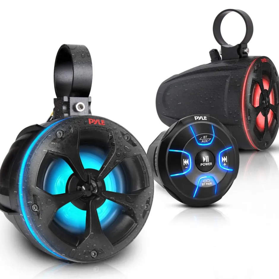 Waterproof Off-Road Speakers 800W RGB Lights Bluetooth Marine Grade<Pyle Online